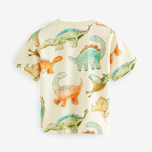 White Dinosaur Short Sleeve All-Over Print T-Shirt