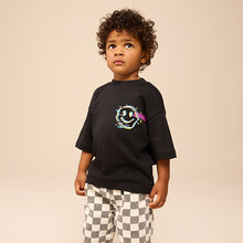 Load image into Gallery viewer, Black Short Sleeve Back Print T-Shirt
