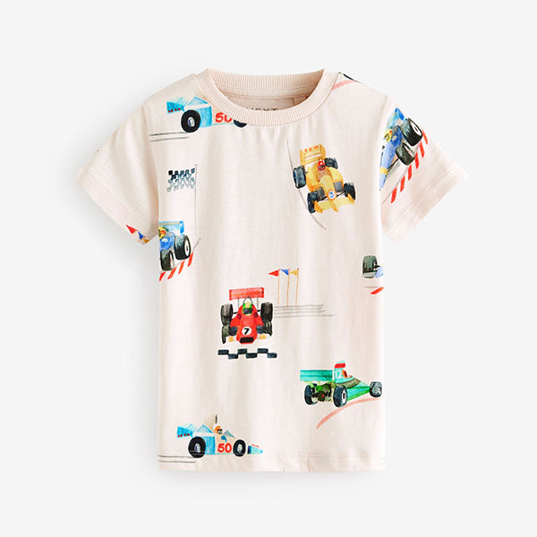 White Racecar Short Sleeve All-Over Print T-Shirt