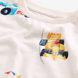 White Racecar Short Sleeve All-Over Print T-Shirt