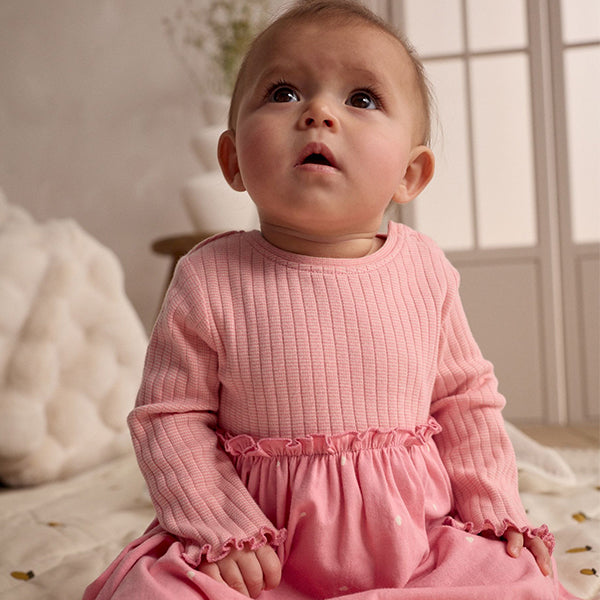Pink/White Bear Print Baby Jersey Dresses 2 Pack