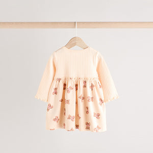Pink/White Bear Print Baby Jersey Dresses 2 Pack