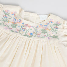 Load image into Gallery viewer, Cream Floral Embroidered Baby 100% Cotton Dress (0mths-18mth)
