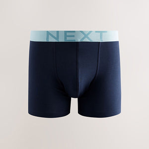 Blue Cotton Rich Trunk Boxers 4 Pack