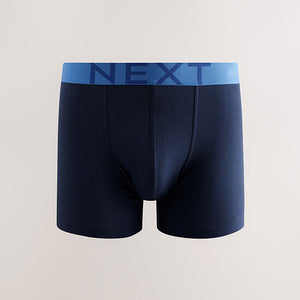 Blue Cotton Rich Trunk Boxers 4 Pack