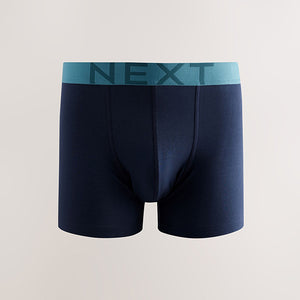 Blue Cotton Rich Trunk Boxers 4 Pack