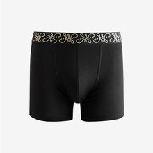 Load image into Gallery viewer, Black Metallic Pattern Waistband Trunks Boxers 5 Pack
