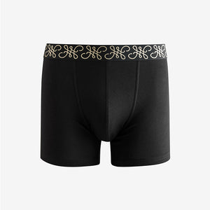 Black Metallic Pattern Waistband Trunks Boxers 5 Pack