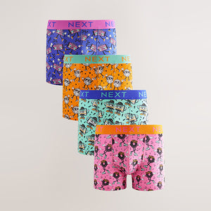 Bright Orange/Blue/Pink Disco Print 4 pack Trunks Boxers