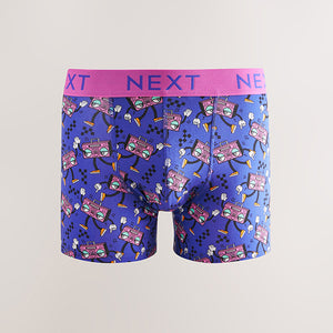 Bright Orange/Blue/Pink Disco Print 4 pack Trunks Boxers