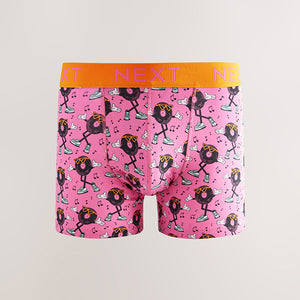 Bright Orange/Blue/Pink Disco Print 4 pack Trunks Boxers