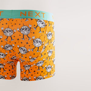 Bright Orange/Blue/Pink Disco Print 4 pack Trunks Boxers