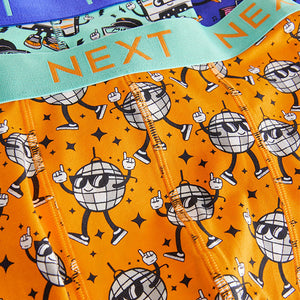 Bright Orange/Blue/Pink Disco Print 4 pack Trunks Boxers
