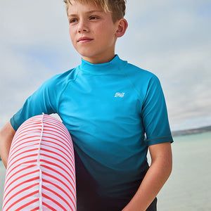 Blue Ombre Short Sleeve Rash Vest