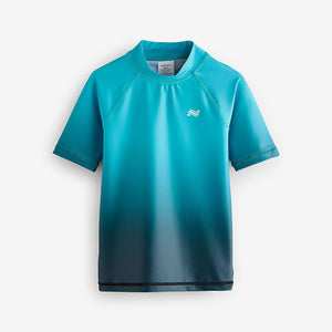 Blue Ombre Short Sleeve Rash Vest