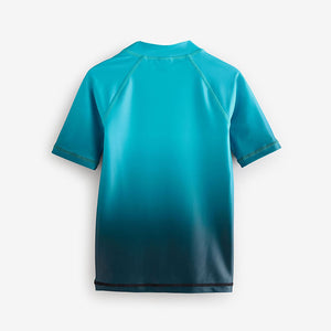 Blue Ombre Short Sleeve Rash Vest