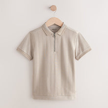 Load image into Gallery viewer, Stone Textured Short Sleeve Quarter Zip Polo Shirt

