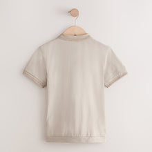 Load image into Gallery viewer, Stone Textured Short Sleeve Quarter Zip Polo Shirt
