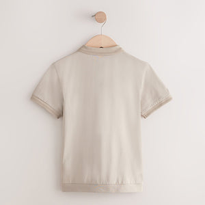Stone Textured Short Sleeve Quarter Zip Polo Shirt