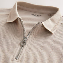 Load image into Gallery viewer, Stone Textured Short Sleeve Quarter Zip Polo Shirt
