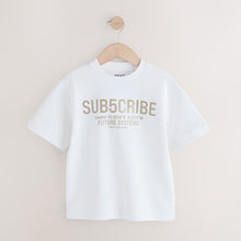 Load image into Gallery viewer, White Sub5cribe Graphic Print Heavyweight Short Sleeve T-Shirt
