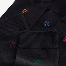 Load image into Gallery viewer, Inital Black Embroidered Lasting Fresh Socks 5 Pack
