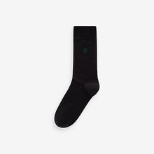 Load image into Gallery viewer, Inital Black Embroidered Lasting Fresh Socks 5 Pack
