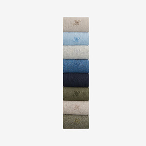 Blue/Grey/Green 8 Pack Embroidered Lasting Fresh Socks