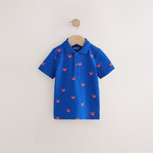 Load image into Gallery viewer, Cobalt Blue 100% Cotton Short Sleeve All-Over-Print Polo Shirt (3mths-6yrs)
