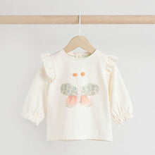 Load image into Gallery viewer, White and Sage Green Butterfly Baby Long Sleeve Top and Leggings
