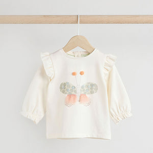 White and Sage Green Butterfly Baby Long Sleeve Top and Leggings