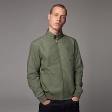 Load image into Gallery viewer, Sage Green Shower Resistant Check Lining Harrington Jacket
