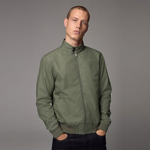 Sage Green Shower Resistant Check Lining Harrington Jacket