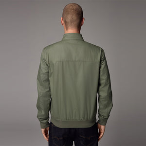 Sage Green Shower Resistant Check Lining Harrington Jacket