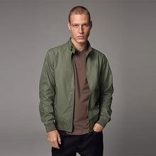 Load image into Gallery viewer, Sage Green Shower Resistant Check Lining Harrington Jacket
