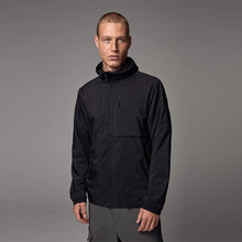 Load image into Gallery viewer, Black Shower Resistant Lightweight Hooded Anorak Jacket
