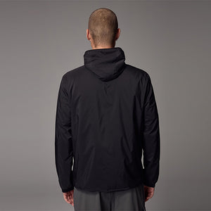 Black Shower Resistant Lightweight Hooded Anorak Jacket