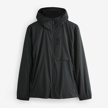 Load image into Gallery viewer, Black Shower Resistant Lightweight Hooded Anorak Jacket
