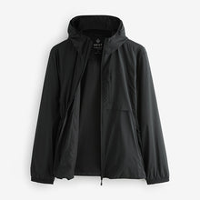 Load image into Gallery viewer, Black Shower Resistant Lightweight Hooded Anorak Jacket
