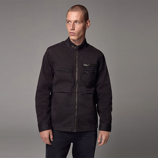 Black Zip Through Funnel Jacket
