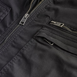 Black Zip Through Funnel Jacket