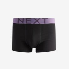Load image into Gallery viewer, Black Blue/Neutral/Purple Big Text Waistband Hipster Boxers 5 Pack
