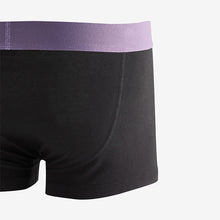 Load image into Gallery viewer, Black Blue/Neutral/Purple Big Text Waistband Hipster Boxers 5 Pack
