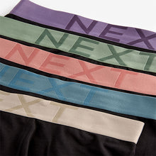 Load image into Gallery viewer, Black Blue/Neutral/Purple Big Text Waistband Hipster Boxers 5 Pack
