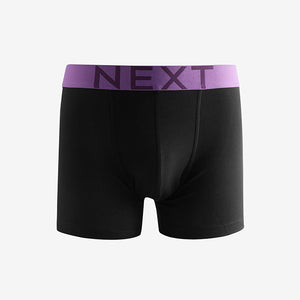 Black Bright Colour Waistband Trunks Boxers 5 Pack