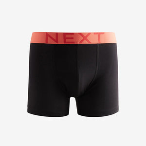 Black Bright Colour Waistband Trunks Boxers 5 Pack