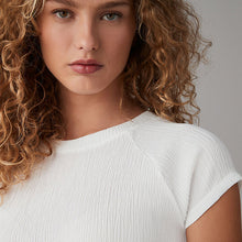 Load image into Gallery viewer, White Raglan Short Sleeve Textured Top
