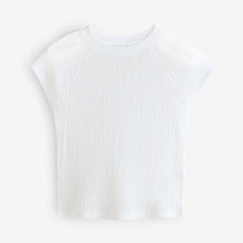 Load image into Gallery viewer, White Raglan Short Sleeve Textured Top
