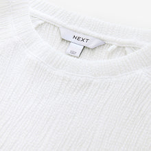 Load image into Gallery viewer, White Raglan Short Sleeve Textured Top
