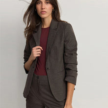 Load image into Gallery viewer, Brown Tailored Checked Single Breasted Blazer
